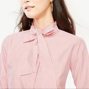 EUC Ann Taylor Pink Striped Button Down XL